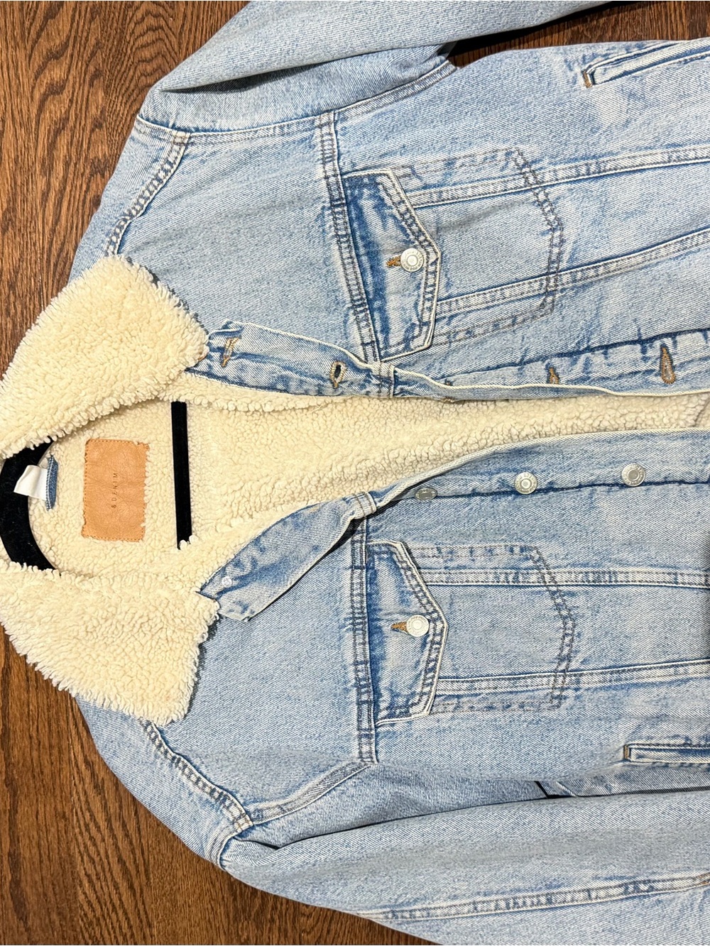 Sherpa-Lined Light Blue Denim Jacket for women